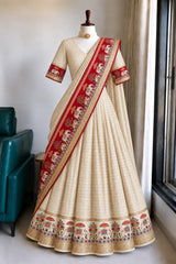 Viscose georgette fully stitched checks lehanga/ half saree
