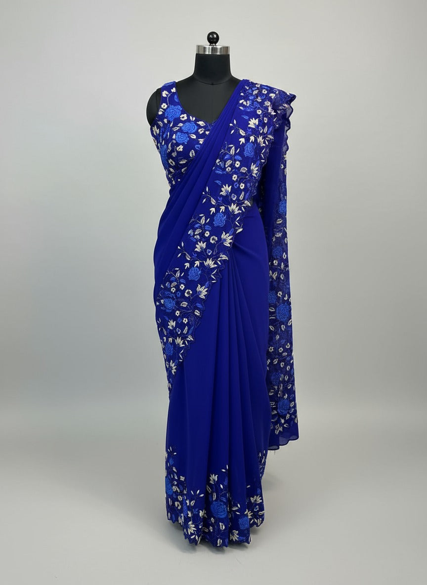 Georgette saree with embroidery work
