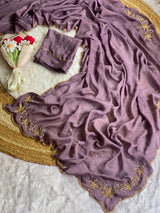 Rangoli crush pure handwork saree