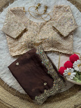 Space silk fully stitched designer blouse with saree