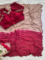 Kajal agarwal inspired chinnon 2 shade saree