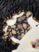 Pure mul cotton with cotton printed blouse