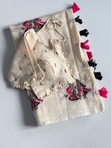Premium Chanderi Silk Saree Fully Stitched blouse