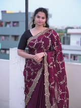 Space silk sequence work saree
