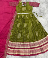 Moss georgette fully stitched festive lehanga/halfsaree