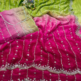 Space silk dual shade original beads work saree