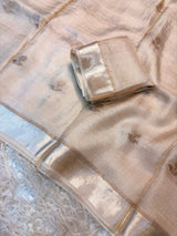 Jute silk viscose leaf pattern saree