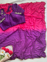Kajal agarwal inspired chinnon 2 shade saree