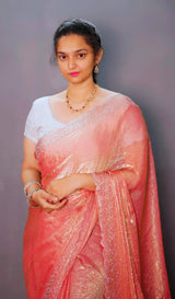 Space silk Diamond work saree