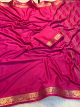 Viscose georgette soft fabric small zari boarder saree
