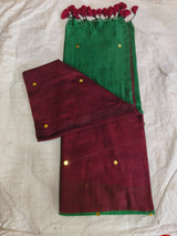 Cotton by Cotton contrast gini work saree with tassels