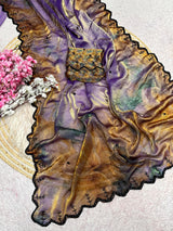 Space silk digital print handwork saree