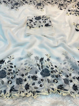 Georgette saree with embroidery work