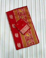 Kaddi georgette tissue meenakari saree