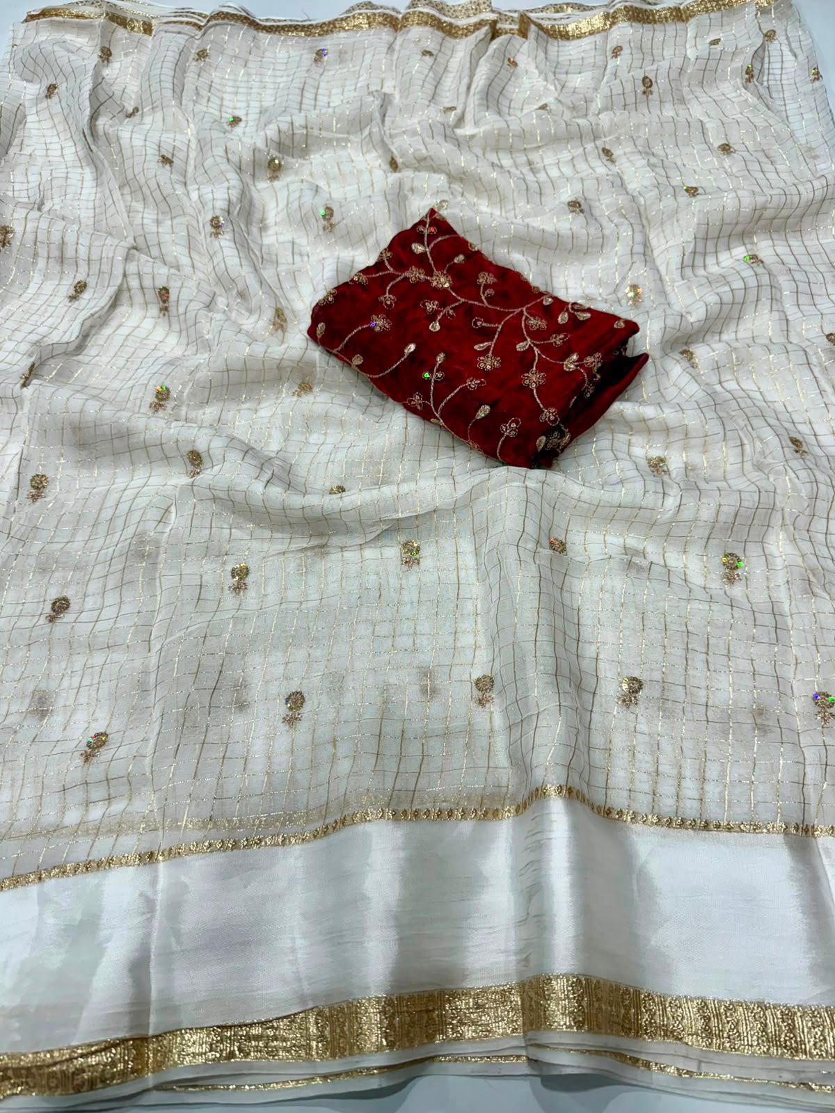 Surabhi- Viscose Georgette weaving checks saree
