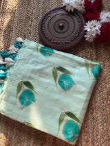 Mul cotton Tulip hand painted saree