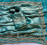 Space silk original handwork gold beads saree