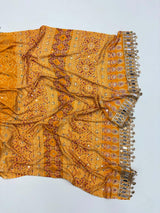 Ajrak design crepe silk mirror saree