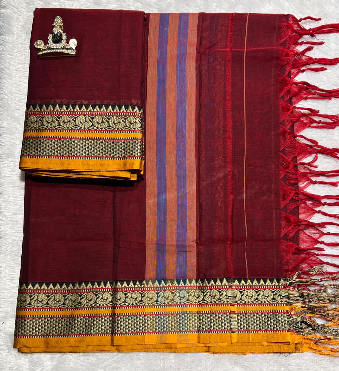 Narayanpeta Big Peacock boarder Dress material