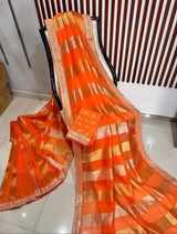 Kaddi georgette tissue weaving saree
