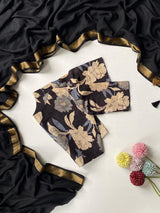 Pure mul cotton with cotton printed blouse