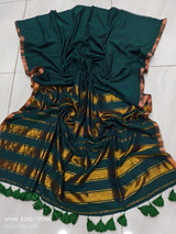 Pure mul cotton zari stripes with tassels saree
