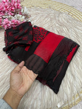 Space silk digital print with jarkhan work partywear saree
