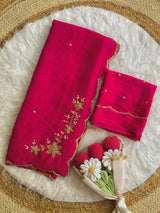 Rangoli crush pure handwork saree