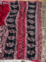 Ajrak mirror satin modal saree