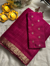 Viscose georgette checks sequins pattern sarees