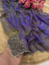 Space silk Diamond work saree