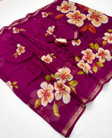 Soft marshmallow georgette floral saree