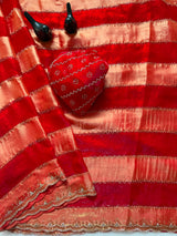 Space silk jharkan work sarees for party wear