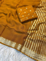 Viscose georgette single shade soft saree