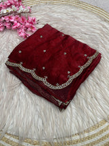 Space silk beads work saree