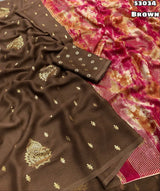 Moss chiffon shibori pallu saree