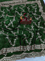 Space silk sequence work saree