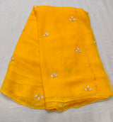 Soft chiffon saree leaf pattern
