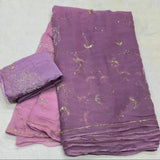 Chiffon pure jaal handwork saree