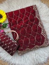 Space silk beads work saree with free desiner purse