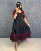 Dual colour maxi frocks for women