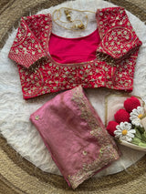 Space silk fully stitched designer blouse with saree
