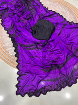 Tie and dye pure chinnon handwork saree