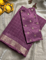 Viscose georgette checks sequins pattern sarees