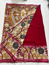 Mangalagiri silk handloom kalamkari gap boarder saree