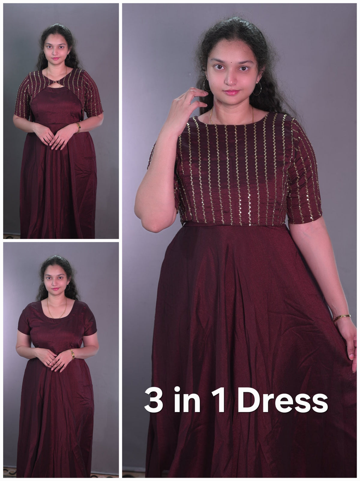 3 in 1 beautiful fully stitched gown in coat