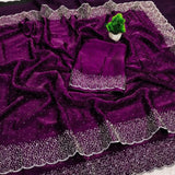 Space silk Diamond work saree