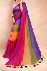 Pure mul cotton rainbow 120 count saree