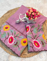 Crunchy fabric cutowork embroidery saree