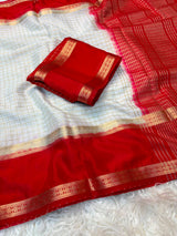 Chinnon weaving check saree with bentex boarder